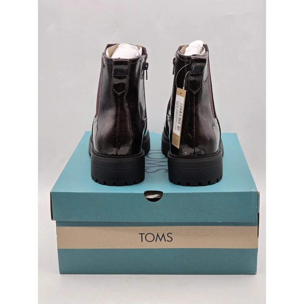 NEW TOMS‎ Bennet Boot blackberry confetti coated glitter Kids Girls Sz 4.5